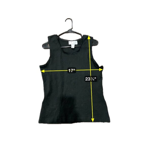 Real Comfort Lace Trim Tank Top Black Sz Large Scoop Neck Sleeveless Knit Cotton - Picture 6 of 9
